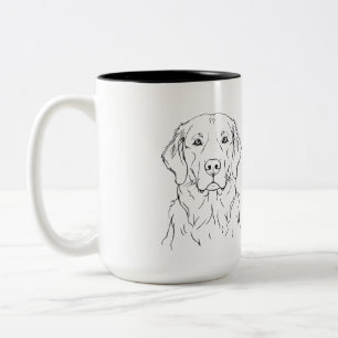 Tasse 2 Couleurs Chien Retriever doré Moderne Minimaliste Dessin au