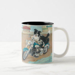 Tasse 2 Couleurs Chien sur la moto