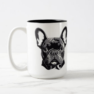 Tasse 2 Couleurs Chien-taureau français personnalisé noir et blanc