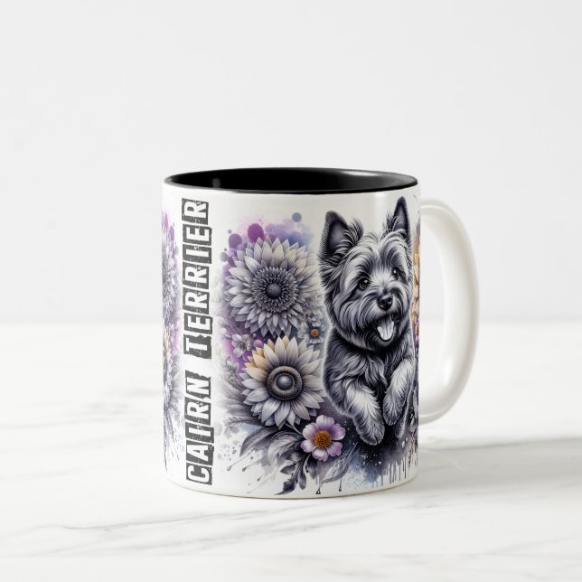 Tasse 2 Couleurs Chien Terrier du Caire mignon (Devant droit)