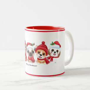 Tasse 2 Couleurs Chiens à Santa Chapeaux Animaux Chiens de vacances