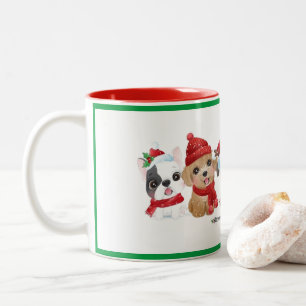 Tasse 2 Couleurs Chiens à Santa Chapeaux Animaux Chiens de vacances