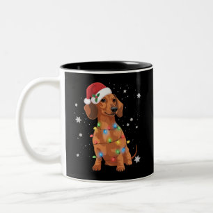 Tasse 2 Couleurs Chiens Dachshund Arbre Noël Xmas Animal Chien