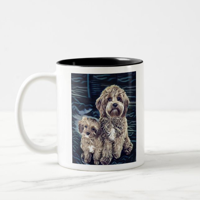 Tasse 2 Couleurs Chiens de Cavapo adorables (Gauche)