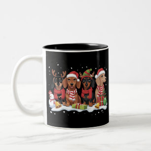 Tasse 2 Couleurs Chiens de Noël Amateur de Dachshund Maman Chien 