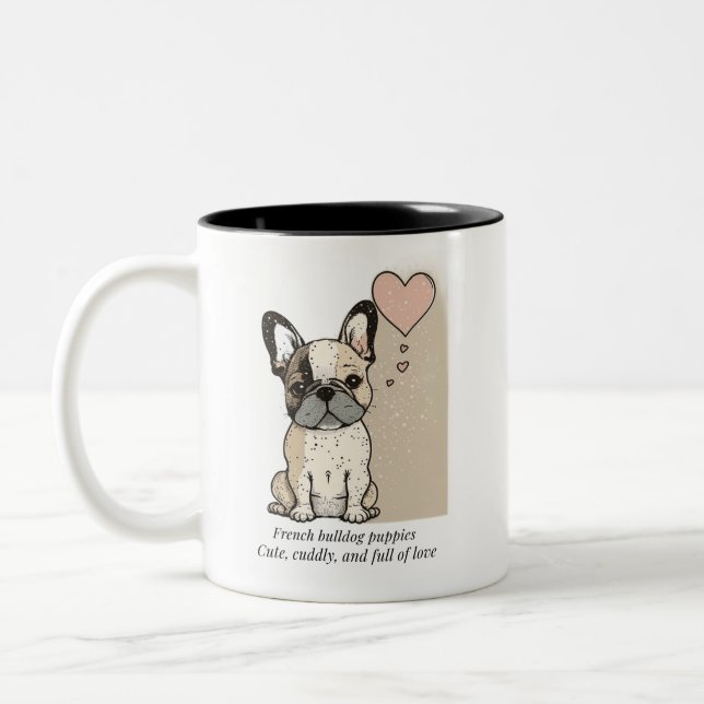 Tasse 2 Couleurs Chiens français - Mignonnes et pleins d'amour (Gauche)