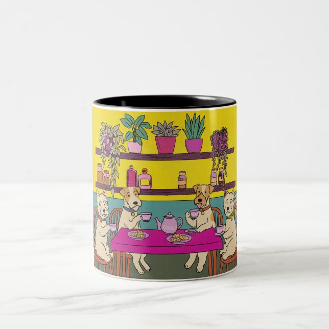 Tasse 2 Couleurs Chiens prenant le thé de l'après-midi (Centre)