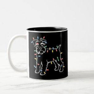 Tasse 2 Couleurs Chiens Schnauzer Arbre Noël Xmas Animal Familier C