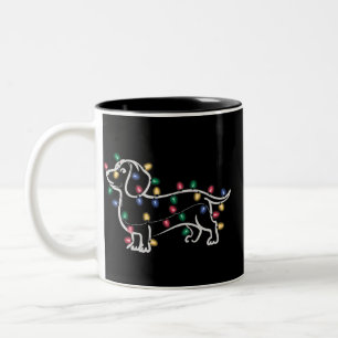 Tasse 2 Couleurs Chiens Teckel Arbre Noël Xmas Animal Chien