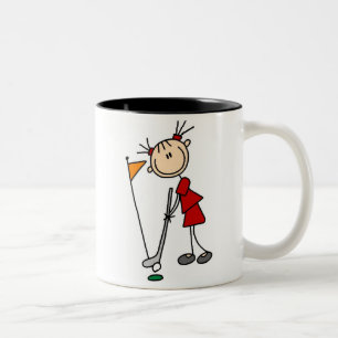 Tasse 2 Couleurs Chiffre femelle golfeur de bâton