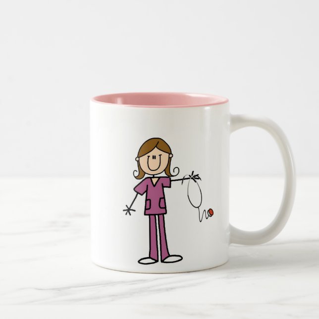 Tasse 2 Couleurs Chiffre femelle infirmière de bâton de cheveux (Droit)