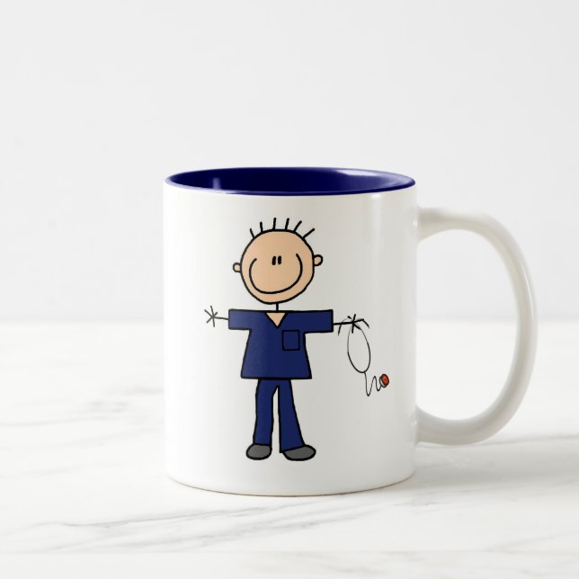 Tasse 2 Couleurs Chiffre masculin infirmière - bleu de bâton (Droit)