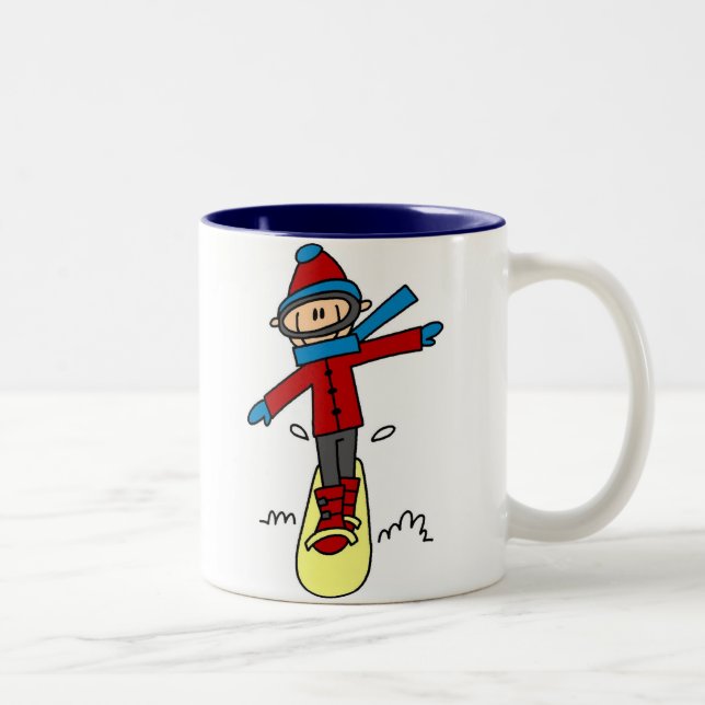 Tasse 2 Couleurs Chiffre snowboarding de bâton (Droit)