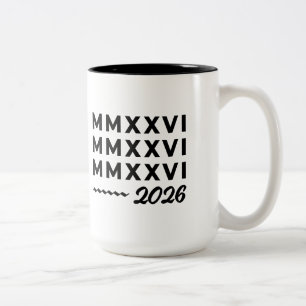 Tasse 2 Couleurs Chiffres romains MMXXVI – 2026 Typographie moderne