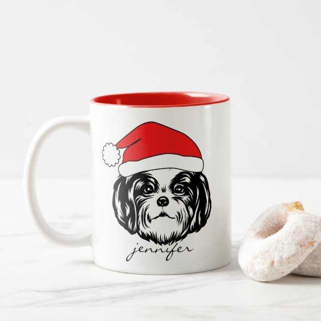 Tasse 2 Couleurs Chih Tzu Chih Santa Hat (Avec donut)