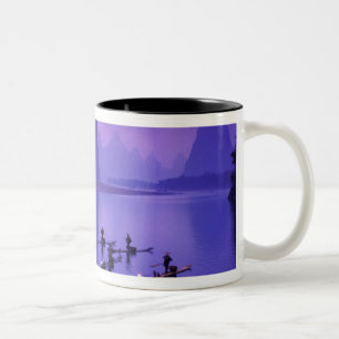 Tasse 2 Couleurs Chine, rivière Li. Pêcheurs au cormoran.