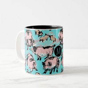 Tasse 2 Couleurs Chinois année de porc Zodiac original Monogramme b
