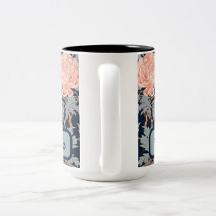 Tasse 2 Couleurs Chinoiserie Florale Élégante & Oiseaux en Bleu Nui