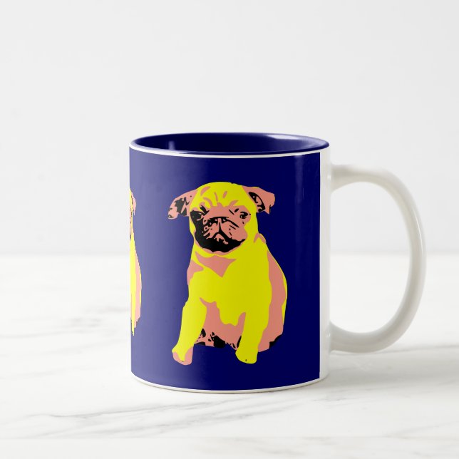 Tasse 2 Couleurs Chiot "amour de carlin de Puggy " (Droit)
