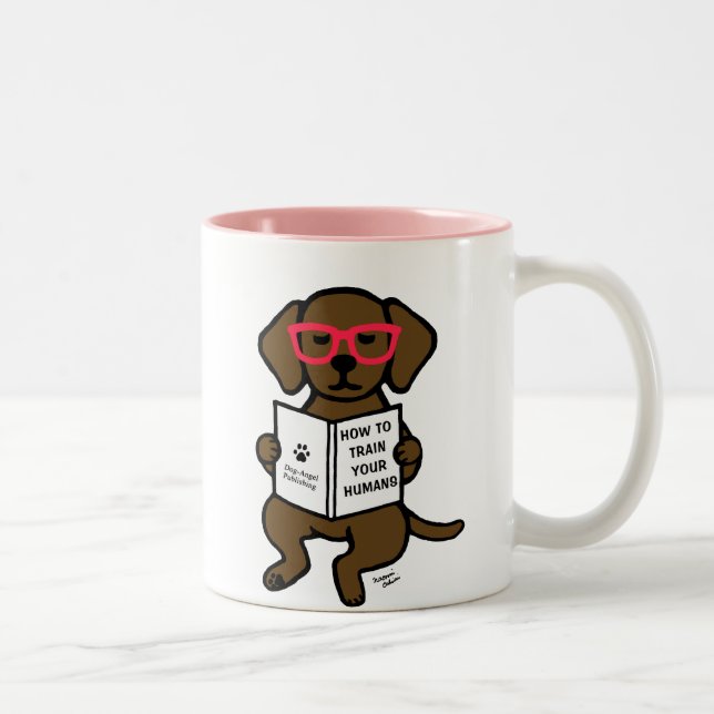 Tasse 2 Couleurs Chiot de Labrador de chocolat de hippie (Droit)
