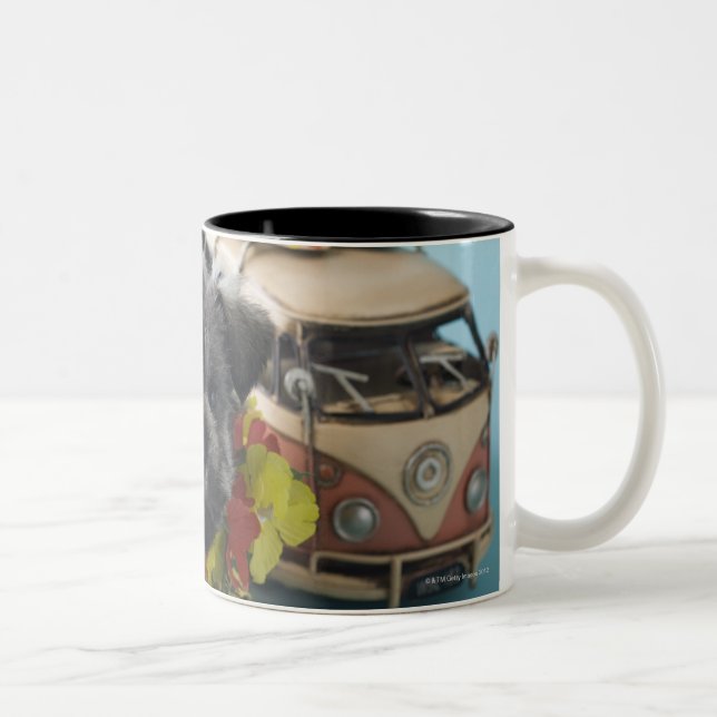 Tasse 2 Couleurs Chiot de Schnauzer miniature et vacances d'été (Droit)