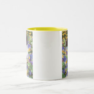 Tasse 2 Couleurs Chiot et fleurs de border collie