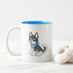 Tasse 2 Couleurs Chiot Husky de dessin animé mignon