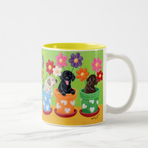 Tasse 2 Couleurs Chiots de Labrador de pot de fleur