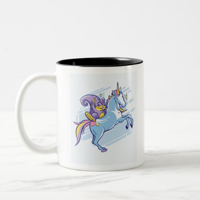 Tasse 2 Couleurs Chipmunk et Unicorn, Amis magiques (Gauche)