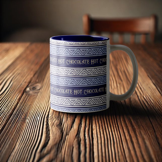 Tasse 2 Couleurs Chocolat Chaud Blanc Lilas & Rayures Celtiques Vio (Créateur téléchargé)