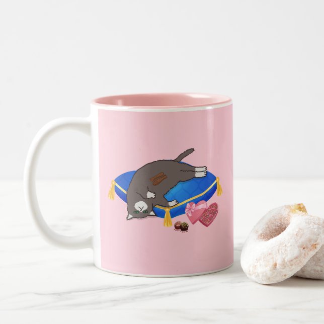 Tasse 2 Couleurs Chocolat drôle (Avec donut)