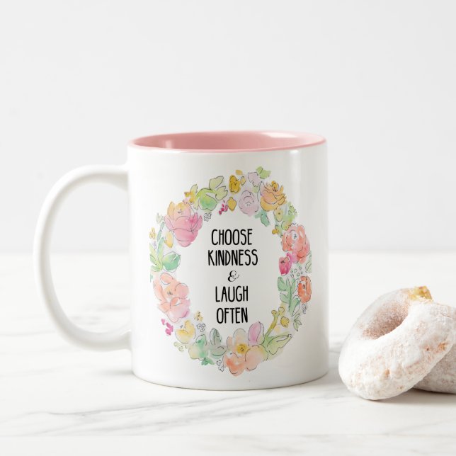 Tasse 2 Couleurs Choisissez la gentillesse et riez souvent les (Avec donut)