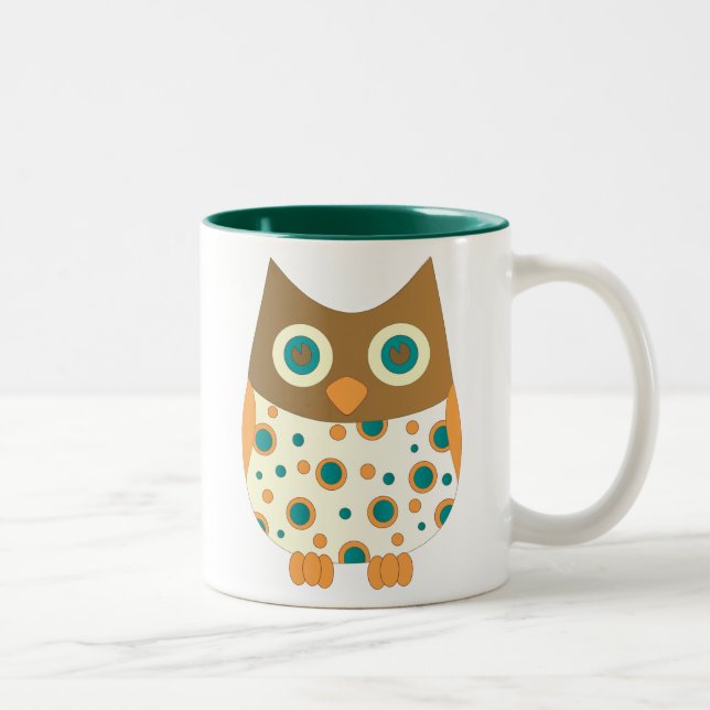 Tasse 2 Couleurs Chouette à oeil bleu (Droit)