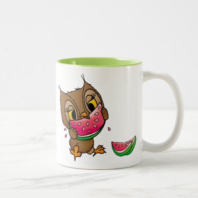 Tasse 2 Couleurs Chouette avec le melon d'eau (Droit)