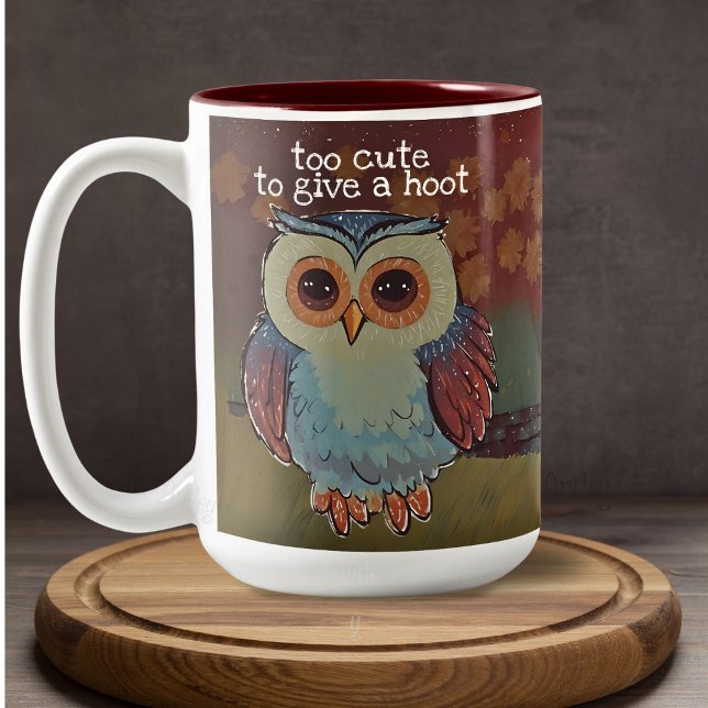 Tasse 2 Couleurs Chouette Bébé Chouette Folk Art Peinture Hoot (Créateur téléchargé)