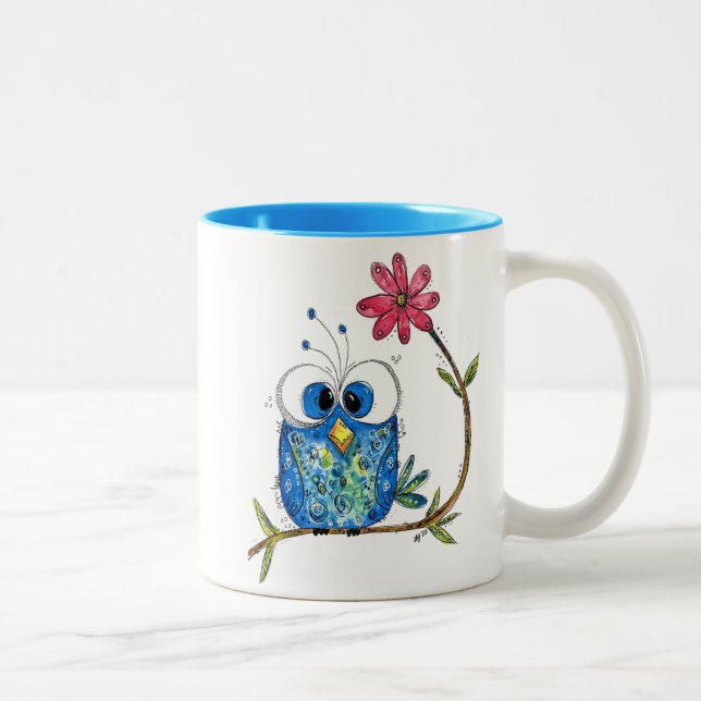 Tasse 2 Couleurs Chouette blanche mignonne (Droit)