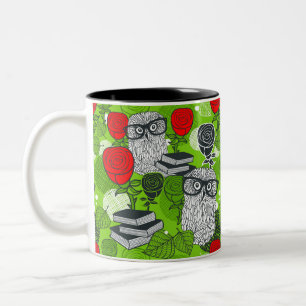 Tasse 2 Couleurs Chouette en roses rouges