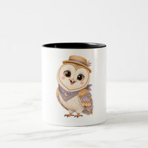 Tasse 2 Couleurs Chouette fantaisiste dans un chapeau de paille