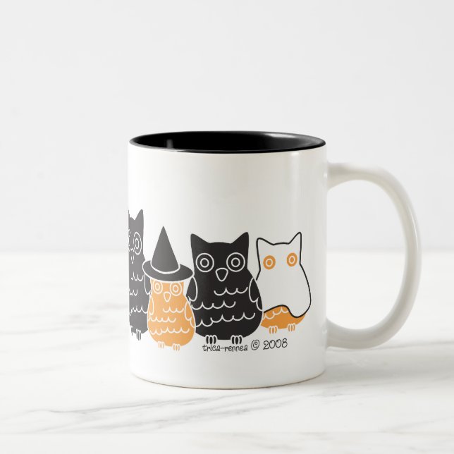 Tasse 2 Couleurs Chouettes d'Halloween (Droit)
