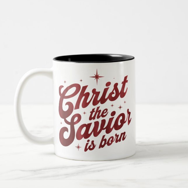 Tasse 2 Couleurs Christ The Savior Is Born Christian Christmas  (Gauche)