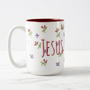 Tasse 2 Couleurs Christian Jésus M'aime Féminine Floral