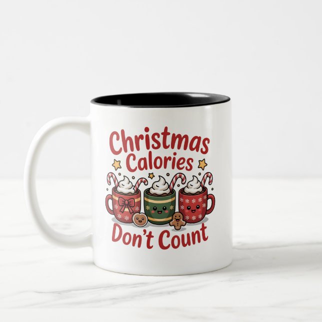 Tasse 2 Couleurs christmas calories dont count  (Gauche)