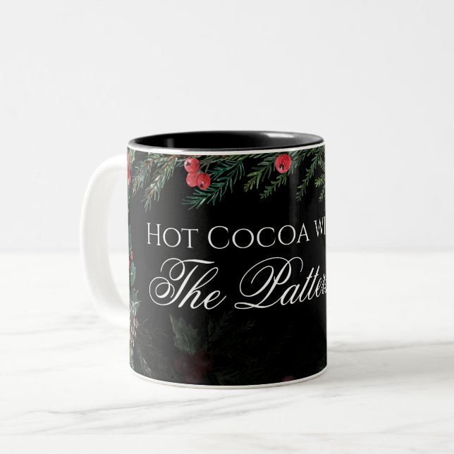 Tasse 2 Couleurs Christmas Garland with Holly Hot Cocoa (Devant gauche)