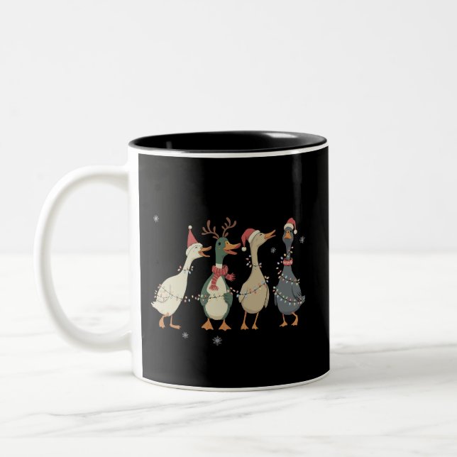 Tasse 2 Couleurs Christmas Lights Ducks Funny Animals Farm Lover  (Gauche)