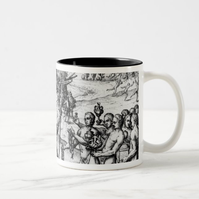 Tasse 2 Couleurs Christophe Colomb recevant des cadeaux (Droit)