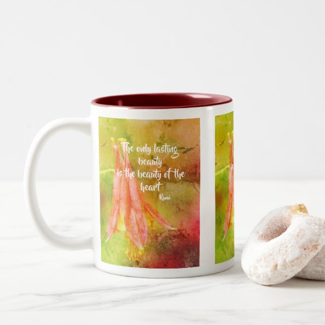 Tasse 2 Couleurs Chronique de beauté durable Citation Rumi inspiran (Avec donut)