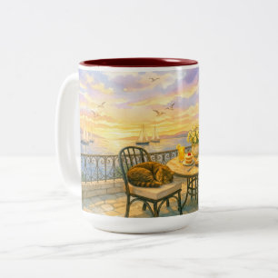 Tasse 2 Couleurs Chuchotements de sauge Vie marine vintage