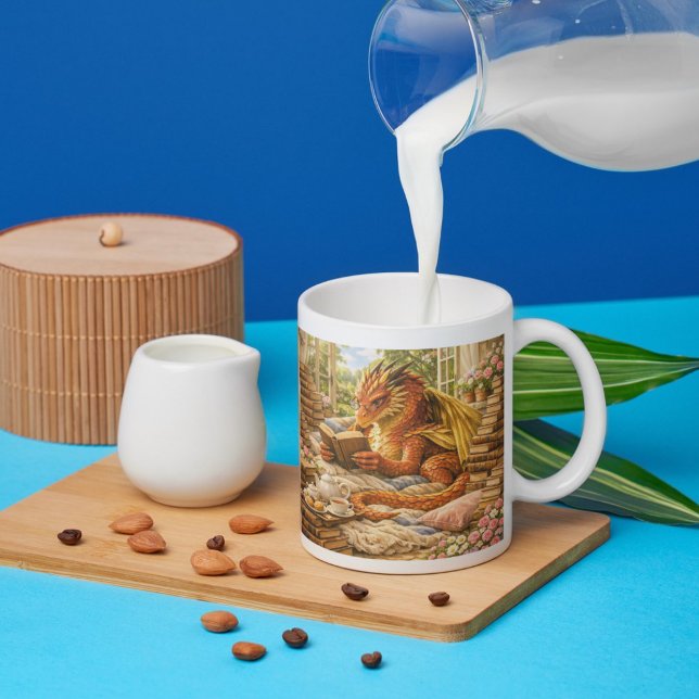 Tasse 2 Couleurs Chut… Je lis Dragon de lecture cosy (Créateur téléchargé)