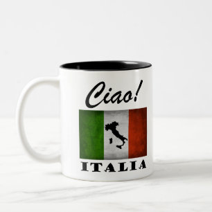 Tasse 2 Couleurs Ciao ! Carte italienne de drapeau de l'Italie