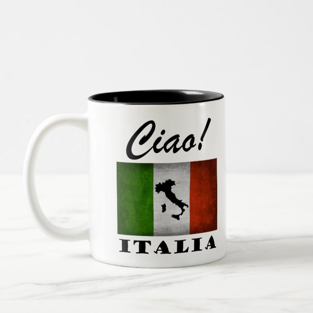 Tasse 2 Couleurs Ciao ! Carte italienne de drapeau de l'Italie (Gauche)
